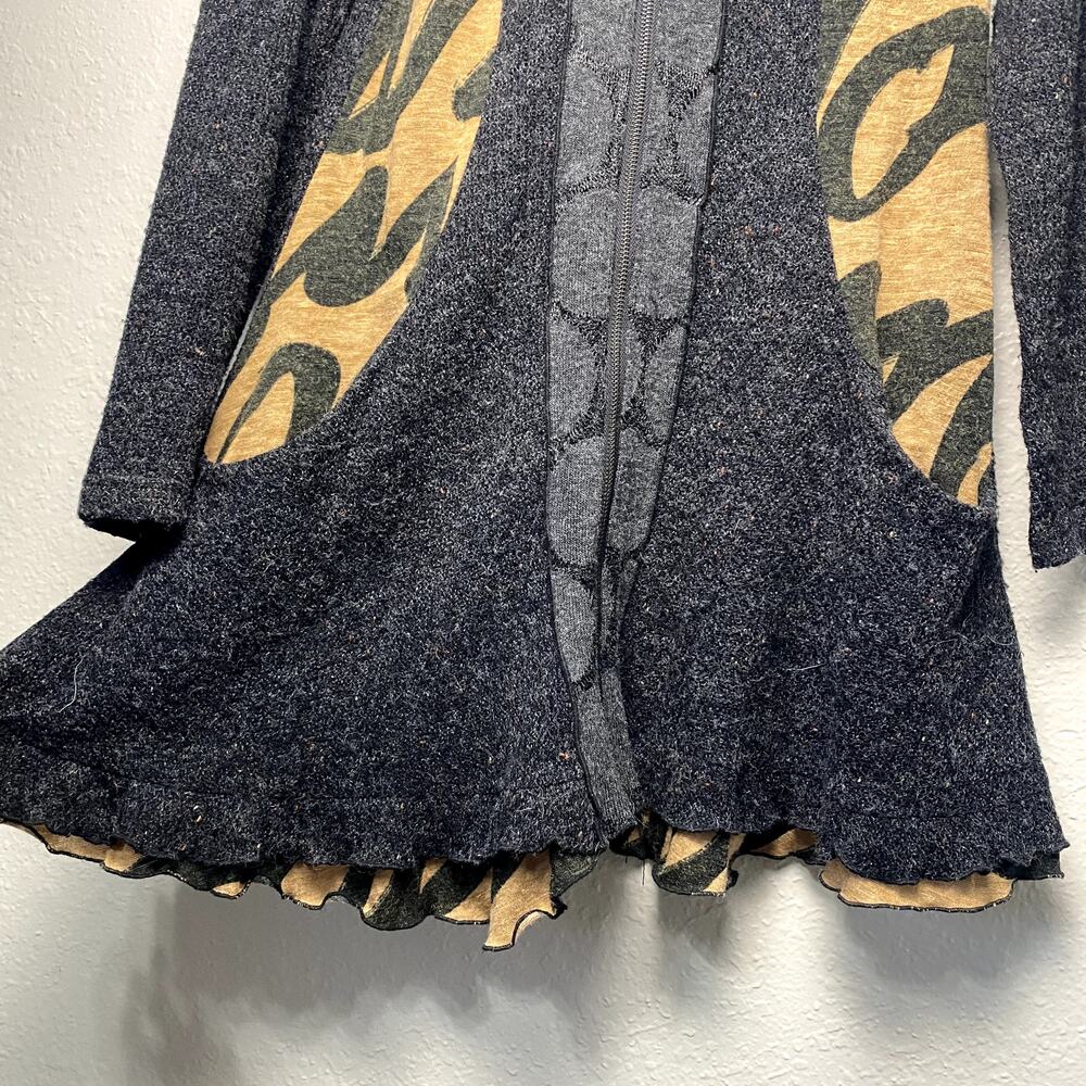 Vtg Y2K Fleur De Lis Avant Garde Grunge Ruffle Whimsigoth Boho Sweater Jacket M - Picture 4 of 16